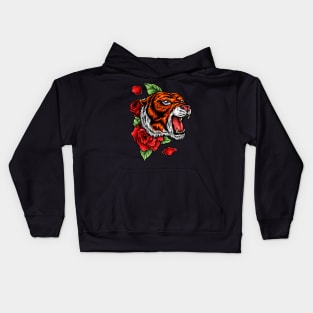 Tiger Roses Tattoo Kids Hoodie